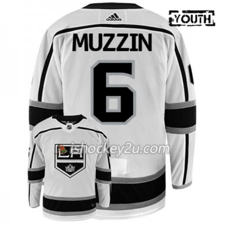 Børn NHL Los Angeles Kings Trøje JAKE MUZZIN 6 Adidas Hvid Authentic